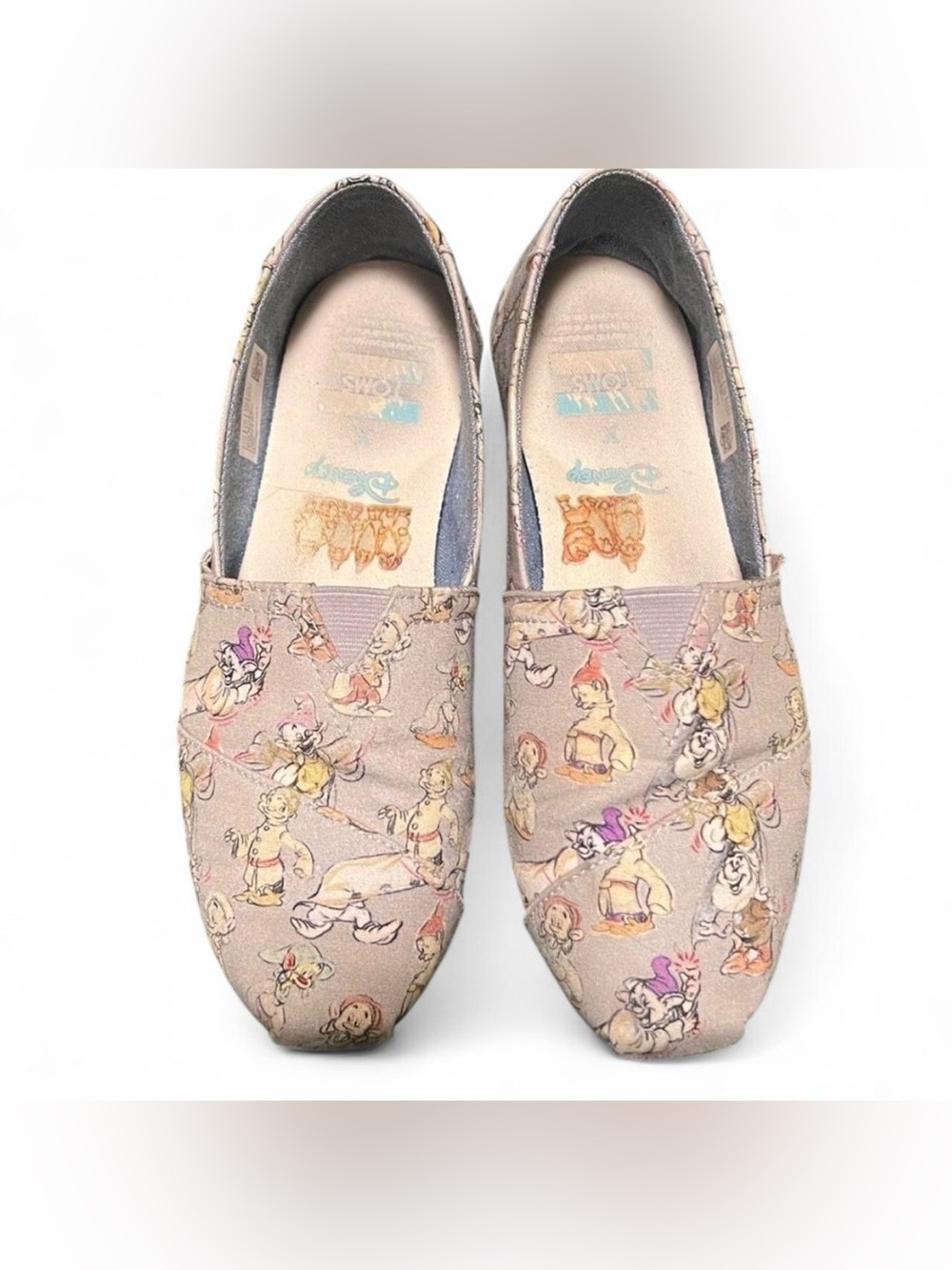 Toms 7.5 women grey seven dwarfs printed canvas